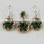 Natural !! Green Onyx & White CZ 925 Sterling Silver Jewelry Set With Brass, Free Shipping !! Silver Jewellery