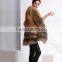New russia ladies knitted red fox fur with silver fox fur coat