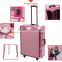 2016 Sunrise Best Selling Aluminum Pink Professional Trolley makeup station with lights mirror