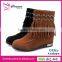 Free Shipping Women Short Boots Winter Warm Low Heels Boots 2 Colors Ankle Tassel Boots