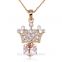 OUXI korean style 18k gold plated crystal and zircon wholesale crown necklace 10415