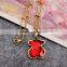 Guangzhou biggest wholesale fashionable gold long chain red crystal necklace with bear pendant