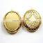 30x40mm gold plated brass oval big bezel tray setting photo locket pendant charm DIY supplies 1126005