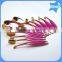 Pro private label foundation mermaid rose gold 10pcs oval makeup brush set