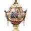 European Character Style Ceramic Egg Shaped Jar Box, Elegant Porcelain With Brass Prize Cup, Figure Design Footed Jar With Lid