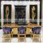 World Precious Tassel Design Telephone Stand, Gold Leaf Pedestal Square Telephone Stand