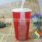 customized logo plastic tumbler with lid and straw