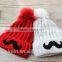 cartoon smile face lovely acrylic knitted with faux fur ball beanie women men autumn winter cap warm hat