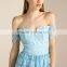 Crochet chemical lace trim sweetheart neck off shoulder midi party dress