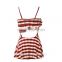 Latest fashion design Plaid Sling Siamese mini dress swimwear for ladies and men's lacing beach pants couple swimsuit
