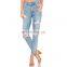 Latest Design Butt Slit Ripped Stretch Ladies Women Skinny Jeans