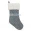 wholesale decorative knit white with mouth of faux rabbit fur christmas socking for christmas
