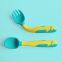 Popular baby Soft Food Grade silicone spoon and fork Baby Feeding Training Spoon