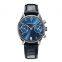 Stainless Steel Case Chronograph Watches Man Genuine Leather Multi-Function Watch