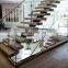 American/Canada Standard Stairs Modern Interior Staircase Wood Steps Glass Railing Straight Stair With Led