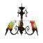 European Creative Retro Tiffany Stained Nar Restaurant Living Room Bird Glass Parrot Chandelier Light