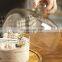 Food Grade Transparent Dustproof Cake Glass Cover Food Cover Cake Pan Glass Cover With Bamboo Tray