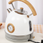 White retro electric kettle 1.8L double-layer thickened automatic power off dry burn 304 stainless steel kettle