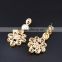 Quality Jewelry Supplier Big Size Flower CZ Zircon Wedding Party Drop Earrings