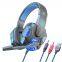 Comfort Tanned Leather 3.5mm 2.2m Cable RGB LED Light Gaming Headset Earphone Wired Super Bass Stereo Headphones