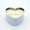 Heart shape metal seamless massage candle tin with metal lid