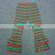 2015 Hot sales solid color with ruffle cotton wholesale girl pants Chromatic stripe pants