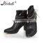 Customized genuine leather block heel pointed toe fashion shoes women heels
