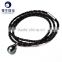 black tahitian baroque pearl with leather bracelets for women multilayer