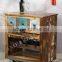 INDIAN RECYCLED WOOD WINE TROLLEY, WITH 3 DRAWER