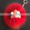 Trendy black Large Monster Bag Charm Fur Pom Poms Keychains Luxury Car keychains of raccoon fur Bird monster