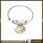 Fashion simple design alloy alphabet adjustable wire bangle