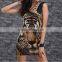 C7068 Sales $2.5 Shortd Women Dress 6 Colors Women Summer Dress Tiger Leopard Sexy Dress Casual Printe
