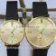 Simple lover watch Gift Cheap Black dial Leather strap for lover couple watch