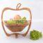 Apple Shaped Bamboo Wooden Fruit Bowl Display Basket Holder Collapsible Folding Oval