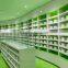 Green And White Color MDF Made Pharmacy Shelves