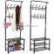 metal 18 hanger hooks clothes coat stand shoes hats bags stand rack (black)