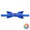 Royal Blue Sequins bows with stretchy Fold over headbands