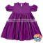 Purple Girls Summer Frock Designs Off Shoulder Children Girl Dress Cotton Latest Design Baby Frock