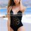 large size XL sexy girls women transparen deep v one piece thong swimwear