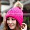 2014 New Women's Knit Cap Beanie Hat With Fur Korean Style Knitted Hat SV007977