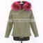 Myfur Popular Ladies Army Green Cotton Parka with Real or Fake Fur Lining Raccoon Fur Hood