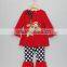 Christmas reindeer embroidery girls wholesale boutique outfit