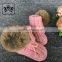 Factory Wholesale Lovely Shoes Plush Baby Booties With Rabbit Fur Ball