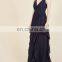 Long Black V Neck Chiffon Party Dress