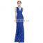 Starzz 2016 Sleeveless V-neck V-Back Elegant Blue Lace Mermaid Evening Dress ST000084-2