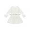 2020 wholesale white ribbed strip kid dress baby long sleeve and buttons design newborn baby dress model for toddlers