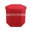 RTS Low factory price Modern Home Furniture  Red hexagon folding storage ottoman with fabric stools