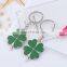 High Quality Green Leaf clover Keychain Fashion Creative Beautiful Four Leaf Clover Lucky Key Chain Jewelry