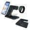 Factory supply 3 in 1 folding wireless charger stand 15W wireless fast charging  power station for smart phone watch earphone