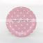 7" Light Pink Baby Pink Polka Dot Round Small Paper Plates